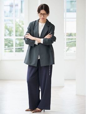 「IENA（イエナ）のTWテーラードジャケット（テーラードジャケット、グレー系）」を使った、sonoさん（レディース・160cm）の秋コーディネート