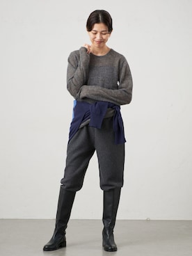 「IENA（イエナ）の接結ジョガーパンツ（その他パンツ、グレー系）」を使った、sonoさん（レディース・160cm）の秋コーディネート