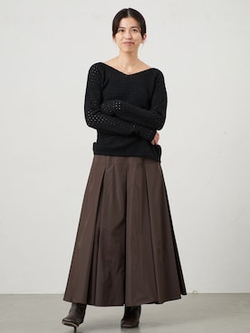 「IENA（イエナ）のCURRENTAGE/カレンテージ W/N RUSSELL カットソー A2563UTS404（Tシャツ/カットソー、ブラック系）」を使った、sonoさん（レディース・160cm）の秋コーディネート