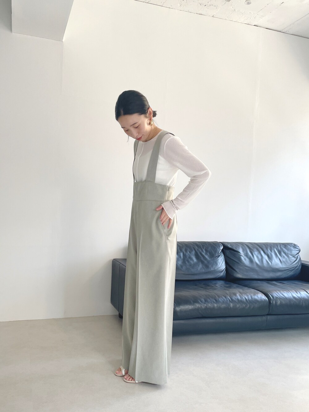 quaranciel:〈洗濯機可能〉ヘリンボーン ハイウエスト サロペットを 
