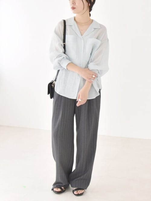 SHIPS for women / シップスウィメン quaranciel:〈洗濯機可能〉シアー ポケット オープンカラー オーバー シャツ quaranciel:〈洗濯機可能〉シアー ポケット オープンカラー
