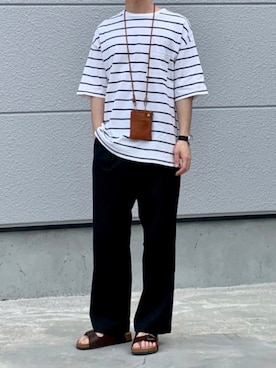 「EDWIN（エドウィン）のアイテム（サンダル）」を使った、noriさん（メンズ・167cm）の夏コーディネート