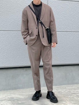 「WYM LIDNM（ウィム バイ リドム）のRELAX DRAPE SET-UP/セットアップ（セットアップ）」を使った、noriさん（メンズ・167cm）の秋コーディネート