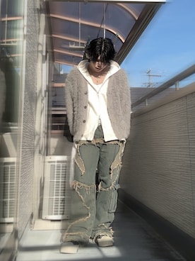 「HARE（ハレ）のアイテム（カーディガン/ボレロ）」を使った、Toshiさん（メンズ・170cm）の秋コーディネート