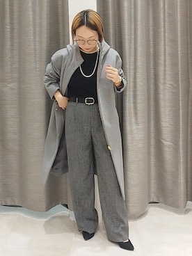 「UNTITLED（アンタイトル）のウールカシミヤフーディコート（その他アウター、グレー系）」を使った、sugiさん（レディース・153cm）の秋コーディネート