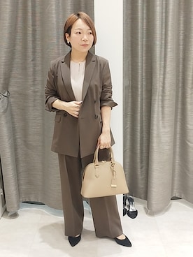 「INDIVI（インディヴィ）の◆[L]サテンカシュクール風デザインブラウス（シャツ/ブラウス、ホワイト系）」を使った、sugiさん（レディース・153cm）の春コーディネート