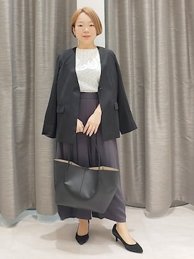 「UNTITLED（アンタイトル）の【古畑星夏さん着用/接触冷感/はっ水/遮熱】リラクミスト ガウチョパンツ（その他パンツ、グレー系）」を使った、sugiさん（レディース・153cm）の春コーディネート