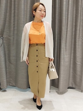 「UNTITLED（アンタイトル）の◆[L]ダブルラッフルフリルカットソー（Tシャツ/カットソー、ホワイト系）」を使った、sugiさん（レディース・153cm）の春コーディネート