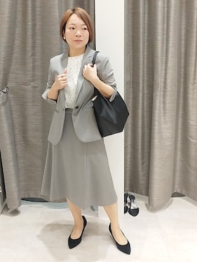 「UNTITLED（アンタイトル）の【UV/接触冷感/スーツ】ジャージテーラードジャケット（テーラードジャケット、グレー系）」を使った、sugiさん（レディース・153cm）の春コーディネート