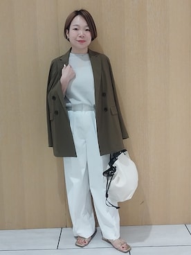 「UNTITLED（アンタイトル）の【古畑星夏さん着用/接触冷感/UV/遮熱/吸水速乾】クリーンワイドパンツ（その他パンツ、ホワイト系）」を使った、sugiさん（レディース・153cm）の春コーディネート
