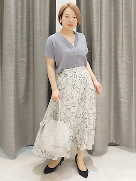 「UNTITLED（アンタイトル）の【古畑星夏さん着用/スクエアインナー】コットンタンクトップ（タンクトップ、ホワイト系）」を使った、sugiさん（レディース・153cm）の春コーディネート