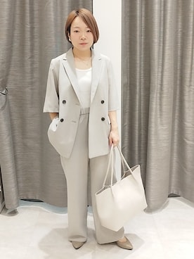 「UNTITLED（アンタイトル）の【日本製・本革】Comfit Dresser Pumps（コンフィットドレッサーパンプス）（パンプス、ベージュ系）」を使った、sugiさん（レディース・153cm）の春コーディネート