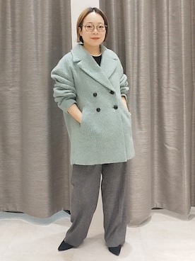 「UNTITLED（アンタイトル）の【セットアップ可/ストレッチ性】ドライタッチニットプルオーバー（ニット/セーター、ブラック系）」を使った、sugiさん（レディース・153cm）の秋コーディネート