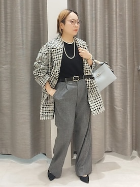 「UNTITLED（アンタイトル）の【セットアップ可/ストレッチ性】ドライタッチニットプルオーバー（ニット/セーター、ブラック系）」を使った、sugiさん（レディース・153cm）の秋コーディネート