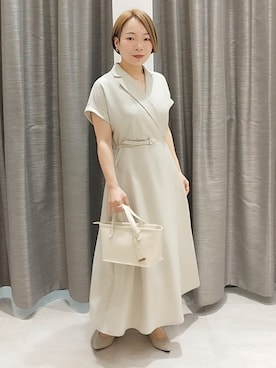 「UNTITLED（アンタイトル）のアーバントートバッグ（トートバッグ、ベージュ系）」を使った、sugiさん（レディース・153cm）の夏コーディネート