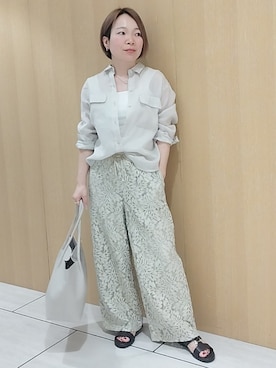 「UNTITLED（アンタイトル）の【古畑星夏さん着用/スクエアインナー】コットンタンクトップ（タンクトップ、ホワイト系）」を使った、sugiさん（レディース・153cm）の春コーディネート