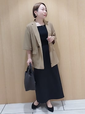 「アイテム（テーラードジャケット、イエロー系）」を使った、sugiさん（レディース・153cm）の夏コーディネート