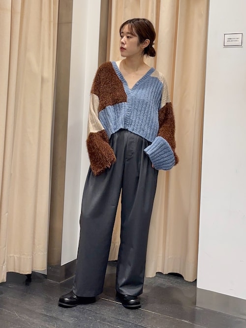 日本製レオナールストレッチロイヤルブルーエレガントパンツタックスラックスM m.f.editorial スラックス パンツ 「表地ストレッチ