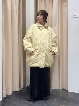 「KBF（ケイビーエフ）のモンスターパテッドミドルコート（ダウンジャケット/コート）」を使った、maikoさん（レディース・159cm）の秋コーディネート