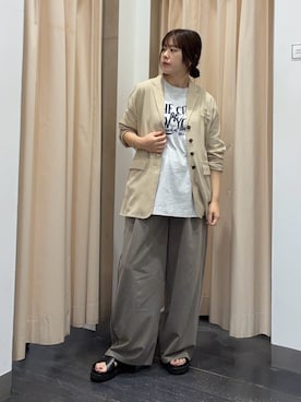 「KBF（ケイビーエフ）のシアーライトテーラードジャケット（その他アウター、ベージュ系）」を使った、maikoさん（レディース・159cm）の春コーディネート