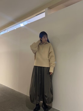 「ハーフZIPトップス」｜maikoさん（レディース・159cm）の冬コーディネート
