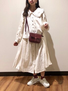「秋トレンド2021」｜「アイテム（シャツワンピース）」を使った、らりるさん（レディース・158cm）の秋コーディネート