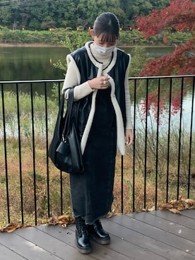 「RETRO GIRL（レトロガール）のアイテム（ジャンパースカート）」を使った、みづきちさん（レディース・158cm）の秋コーディネート