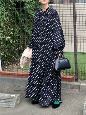 「水玉」｜「アイテム（シャツワンピース）」を使った、ＫＲさん（レディース・159cm）の秋コーディネート