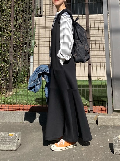 ワンピ デニム 裾切り替えフレア コクーン ルーズフィット ワンピ デニム 裾切り替えフレア コクーン ルーズフィット