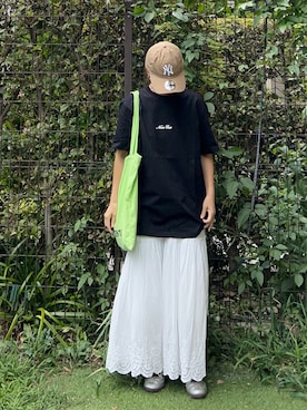 「アイテム（キャップ、ベージュ系）」を使った、ＫＲさん（レディース・159cm）の夏コーディネート