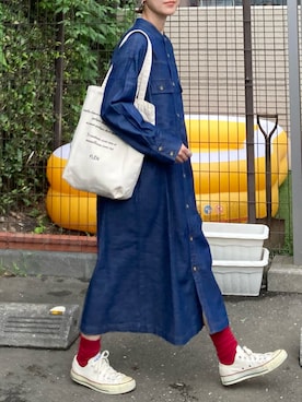 「Samansa Mos2 blue」｜「アイテム（デニムジャケット）」を使った、ＫＲさん（レディース・159cm）の夏コーディネート