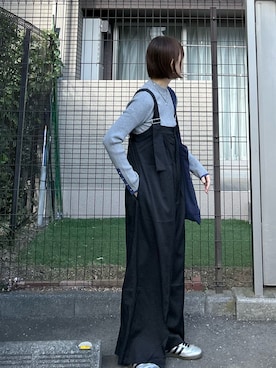 「アイテム（オールインワン・サロペット、ブラック系）」を使った、ＫＲさん（レディース・159cm）の冬コーディネート