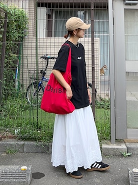 「アイテム（キャップ、ベージュ系）」を使った、ＫＲさん（レディース・159cm）の夏コーディネート
