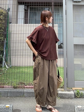 「OMNES（オムネス）のアイテム（パンツ）」を使った、ＫＲさん（レディース・159cm）の夏コーディネート