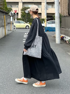 「GeeRA（ジーラ）のアイテム（シャツワンピース）」を使った、ＫＲさん（レディース・159cm）の春コーディネート