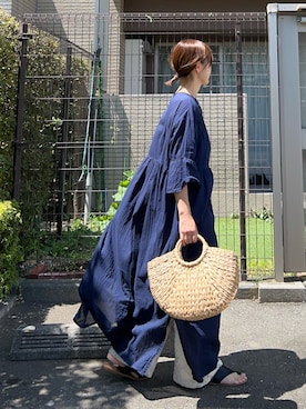 「アイテム（かごバッグ）」を使った、ＫＲさん（レディース・159cm）の夏コーディネート