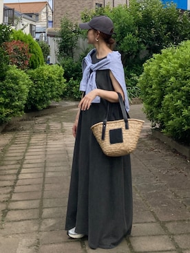 「CORNERS by KR（コーナーズバイケーアール）のCORNERS by KR　バスケットかごバッグ（かごバッグ）」を使った、ＫＲさん（レディース・159cm）の夏コーディネート