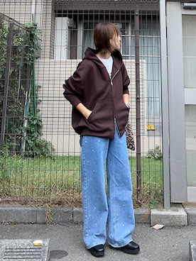 「アイテム（パーカー）」を使った、ＫＲさん（レディース・159cm）の秋コーディネート