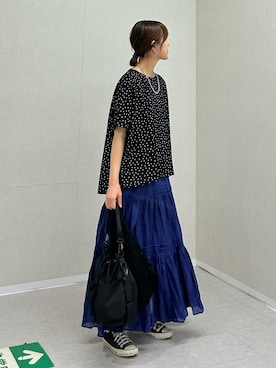 「水玉」｜「アイテム（Tシャツ/カットソー）」を使った、ＫＲさん（レディース・159cm）の春コーディネート