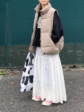 「マイベストコーデ2022」｜「アイテム（ダウンベスト）」を使った、ＫＲさん（レディース・159cm）の冬コーディネート