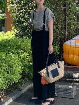 「CORNERS by KR（コーナーズバイケーアール）のCORNERS by KR　バスケットかごバッグ（かごバッグ）」を使った、ＫＲさん（レディース・159cm）の夏コーディネート