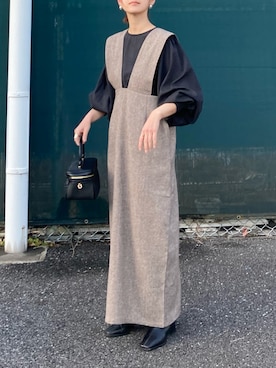 「スクエアトゥ」｜「アイテム（ジャンパースカート）」を使った、ＫＲさん（レディース・159cm）の冬コーディネート