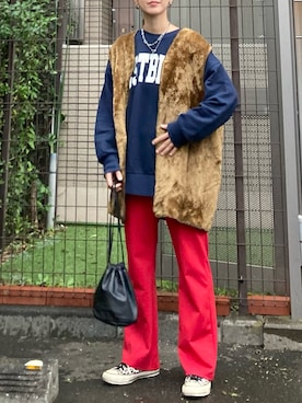 「アイテム（ベスト）」を使った、ＫＲさん（レディース・159cm）の秋コーディネート