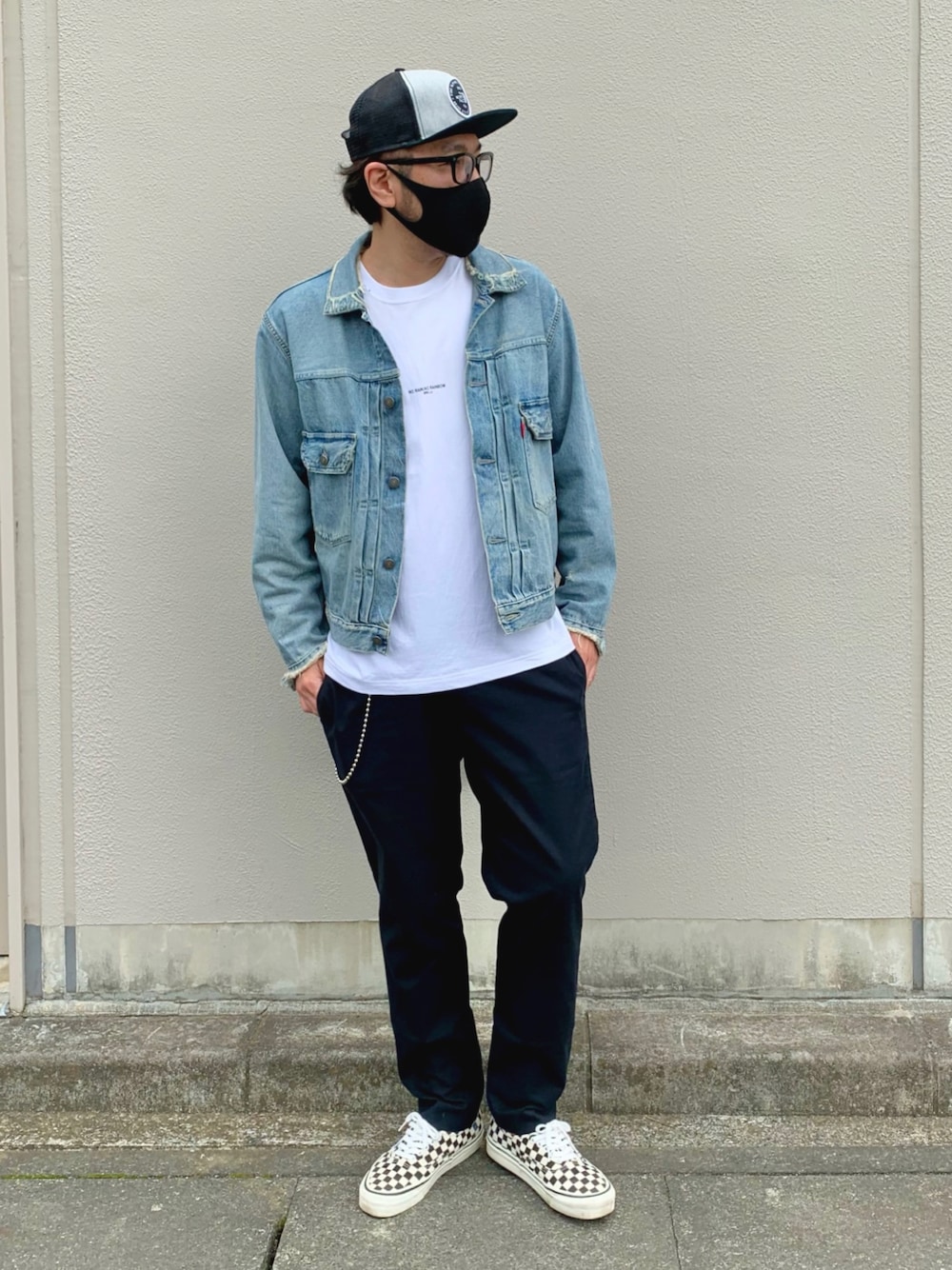 レア品 Lee・Levi's style (No.74)ストリートコーデ Levi's 70503 02 パッチ スタッズ レオパード柄 ブラックデニム