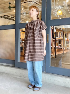 「OMNIGOD（オムニゴッド）のアイテム」を使った、D_MALL児島さん（レディース・154cm）の夏コーディネート