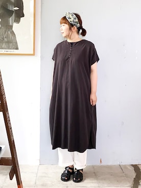 「ドミンゴ」｜「アイテム（ワンピース/ドレス）」を使った、D_MALL児島さん（レディース・165cm）の夏コーディネート