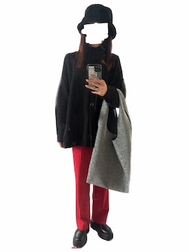 「アイテム（トートバッグ、シルバー系）」を使った、saさん（レディース・157cm）の冬コーディネート