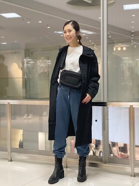 「DIESEL（ディーゼル）のアイテム（モッズコート）」を使った、KAXXHAさん（レディース・160cm）の冬コーディネート