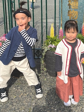 「アイテム（ジャンパースカート）」を使った、いとうさんさん（キッズ・100cm）の春コーディネート