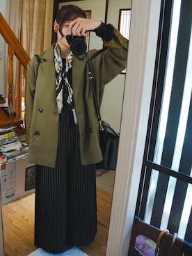 「アイテム（バンダナ/スカーフ）」を使った、moさん（レディース・155cm）の秋コーディネート